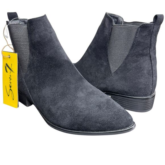 Seven7 Manhattan Chelsea Boot Faux Suede Flat Ankle Booties Black New NWT 9 M - Picture 1 of 9